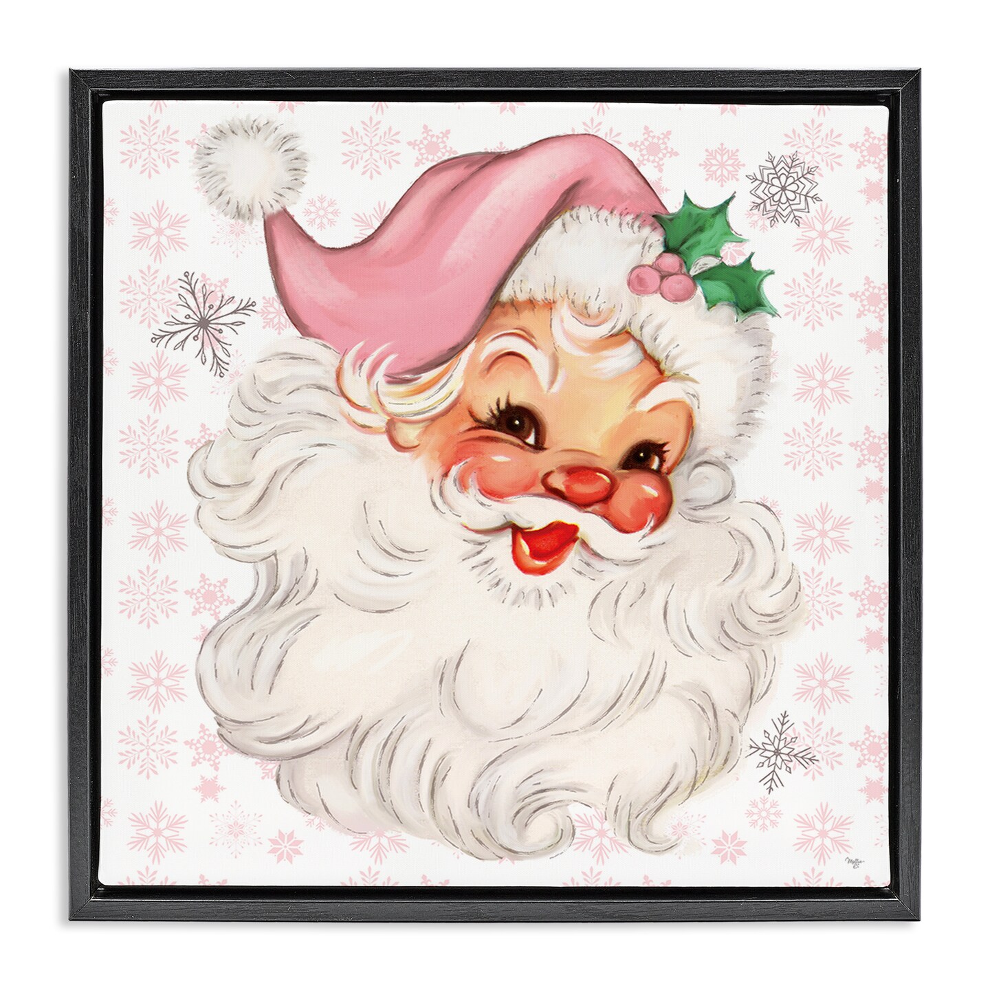 Stupell Industries Pastel Vintage Jolly Santa Floating Frame Design by Mollie B.
