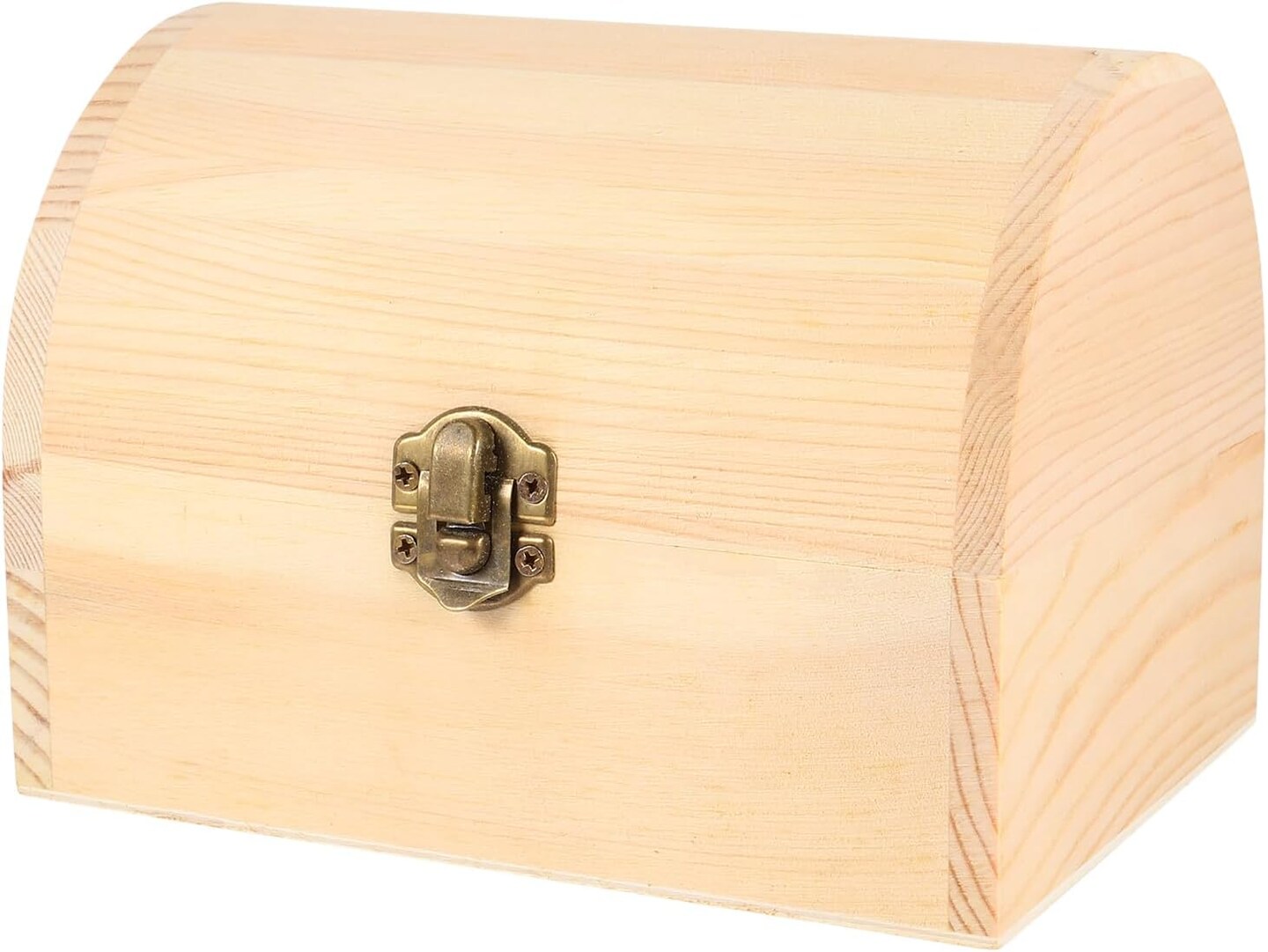 Unfinished Wooden Box with Hinged Lid - Unpainted Jewelry Box &#x26; Treasure Chest for Art &#x26; Jewelry Storage
