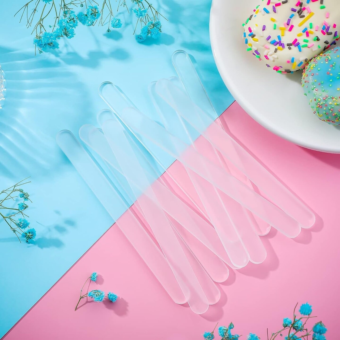30 Pieces Acrylic Sticks Reusable Cakesicle Sticks Cake Pop Mold Mirror Ice Pop Sticks Ice Cream Cakesicle Mold for Home Cake Candy Gifts Party Craft (4.5 Inches, Transparent)