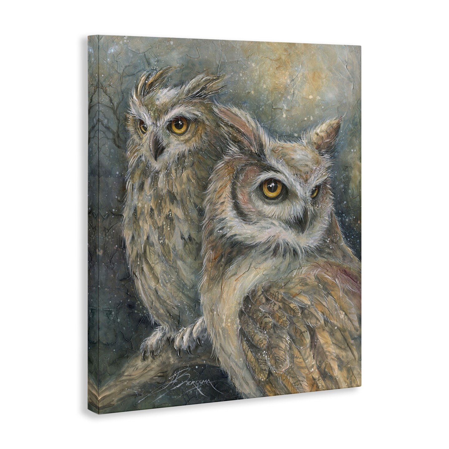 Stupell Industries Neutral Feathered Owl Pair Canvas Design by Jody Bergsma