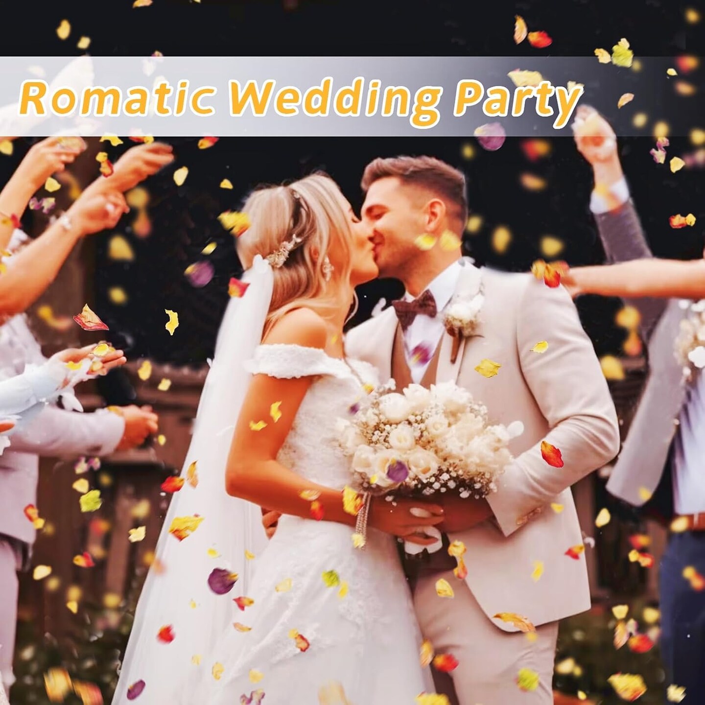 20+ Cups Real Rose Petals Biodegradable Wedding Flower Confetti, 2 QT Mixed Yellow Purple Pink Dried Roses Petals for Wedding
