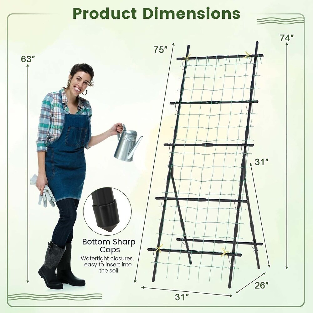 74&#x22; Cucumber Plant Support with A-Frame &#x26; Net