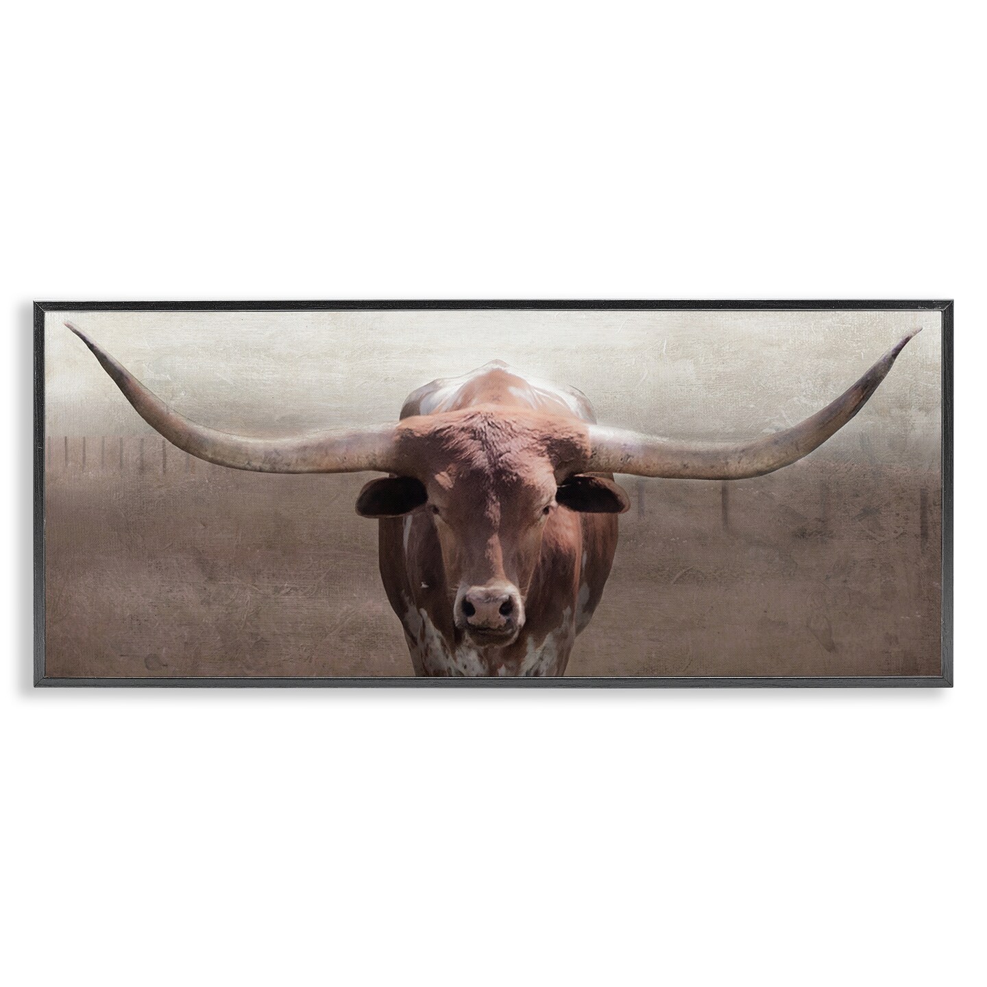 Stupell Industries Rustic Western Longhorn Framed Giclee Design by Carol Robinson