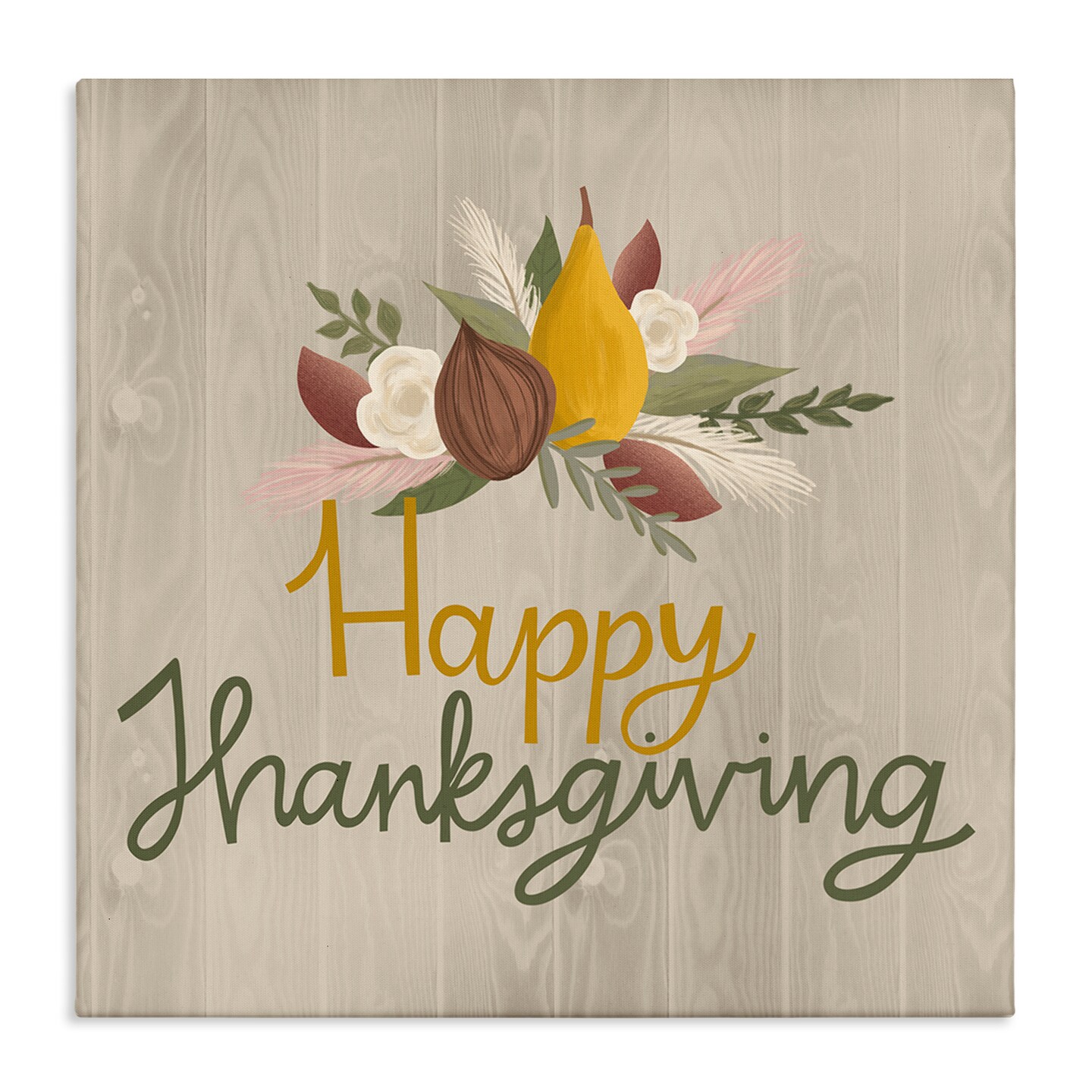Stupell Industries Happy Thanksgiving Rustic Harvest Canvas Design by Mandy Ford Art + Illustration