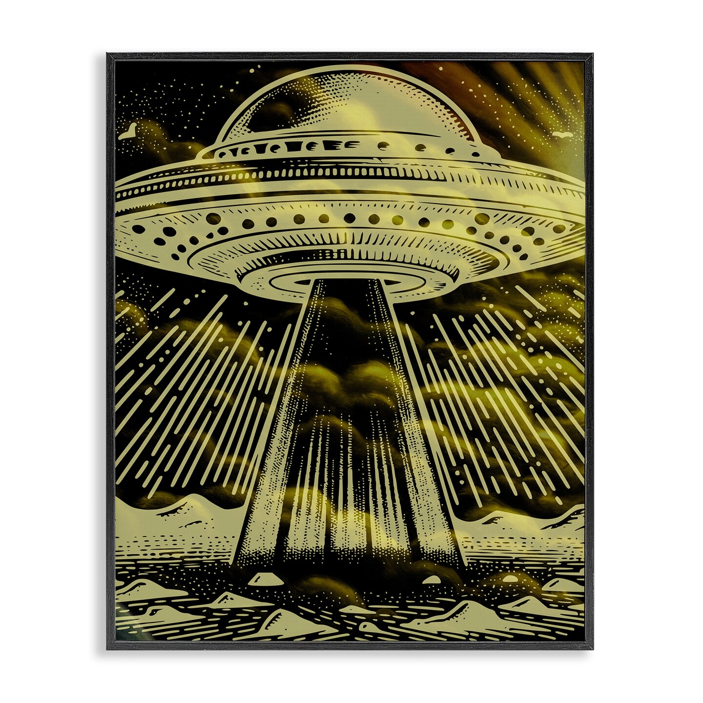 Stupell Industries Mysterious Alien UFO Framed Giclee Design by Jesse Keith