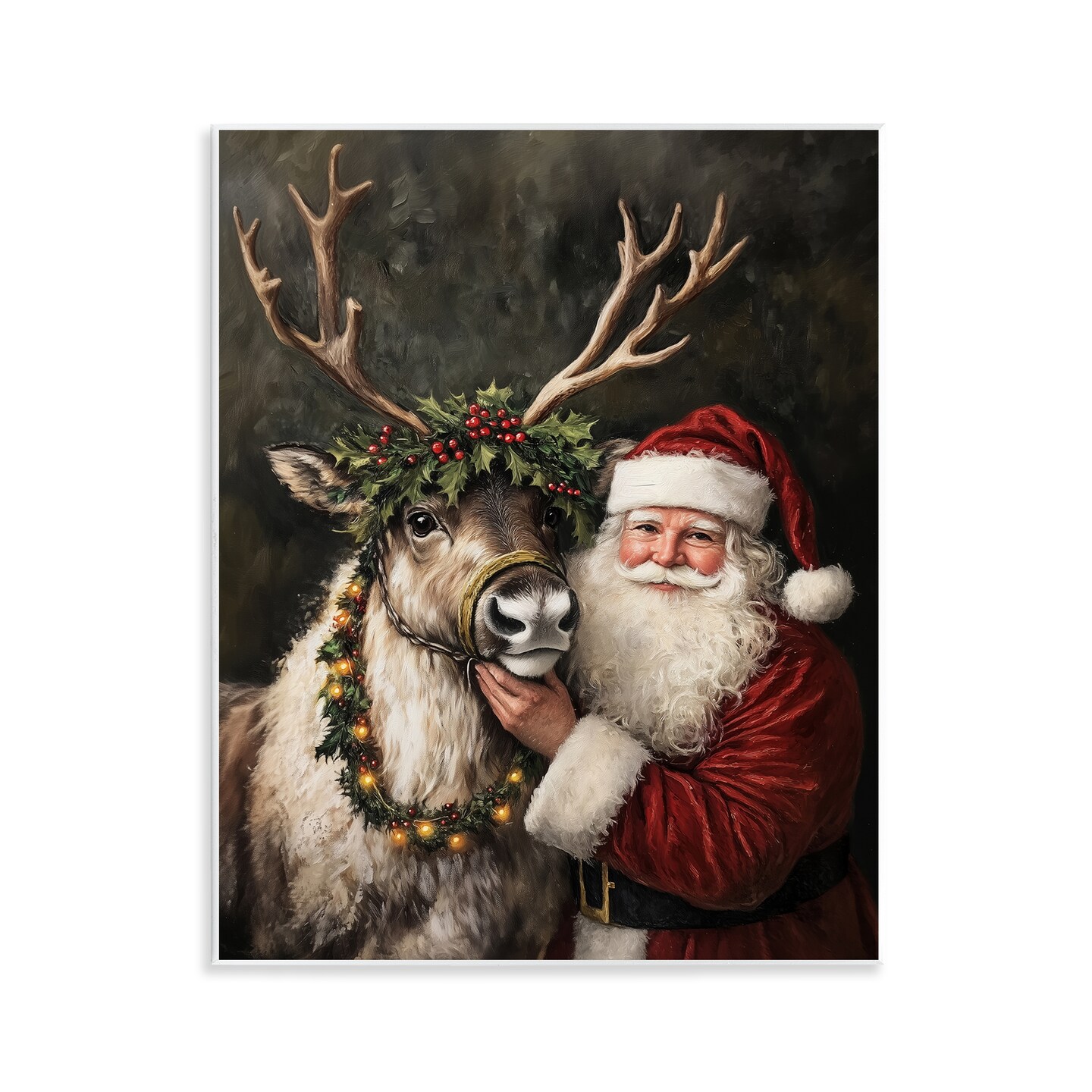 Stupell Industries Santa &#x26; Reindeer Portrait Wall Plaque Design by Arlington Prints