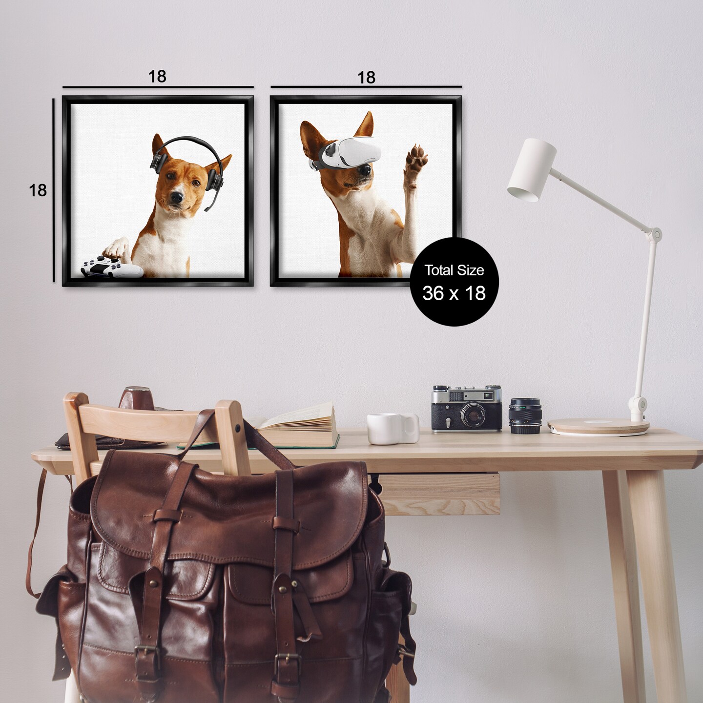 Stupell Industries Video Game Dogs with VR 2pc Floating Frame Set Design by CAD Design