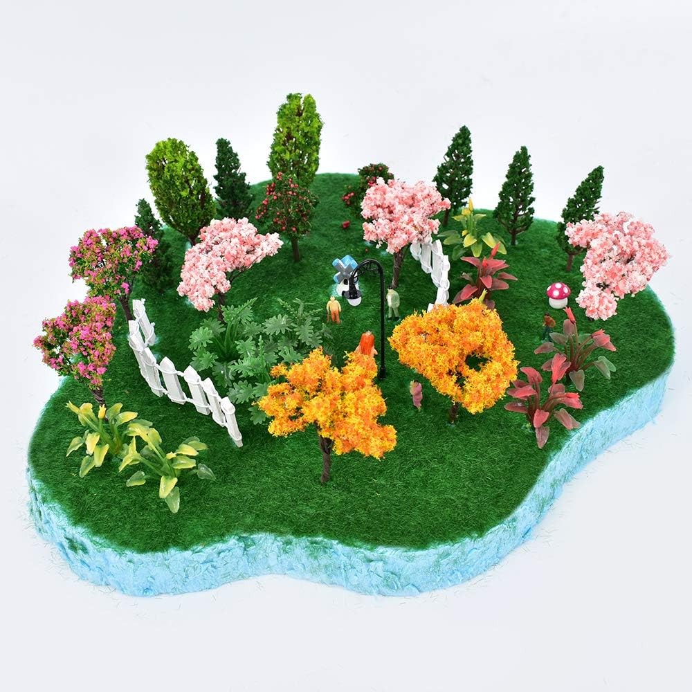 Miniature Fairy Garden Tree Plant Ornament, Miniature Dollhouse Pots Decor Moss Micro Landscape DIY Craft Garden Ornament 12 Pcs