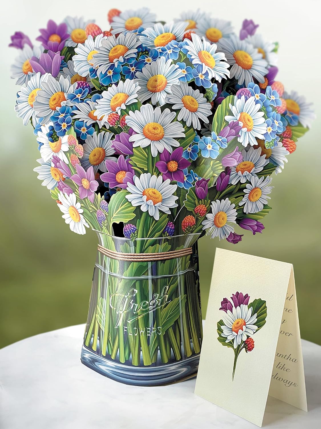 Pop Up Cards, Paper Flower Bouquet 3D Popup Greeting Cards with Note Card & Envelope, Birthday Card, Anniversary, Get Well Gifts for Women, 12" Field of Daisies