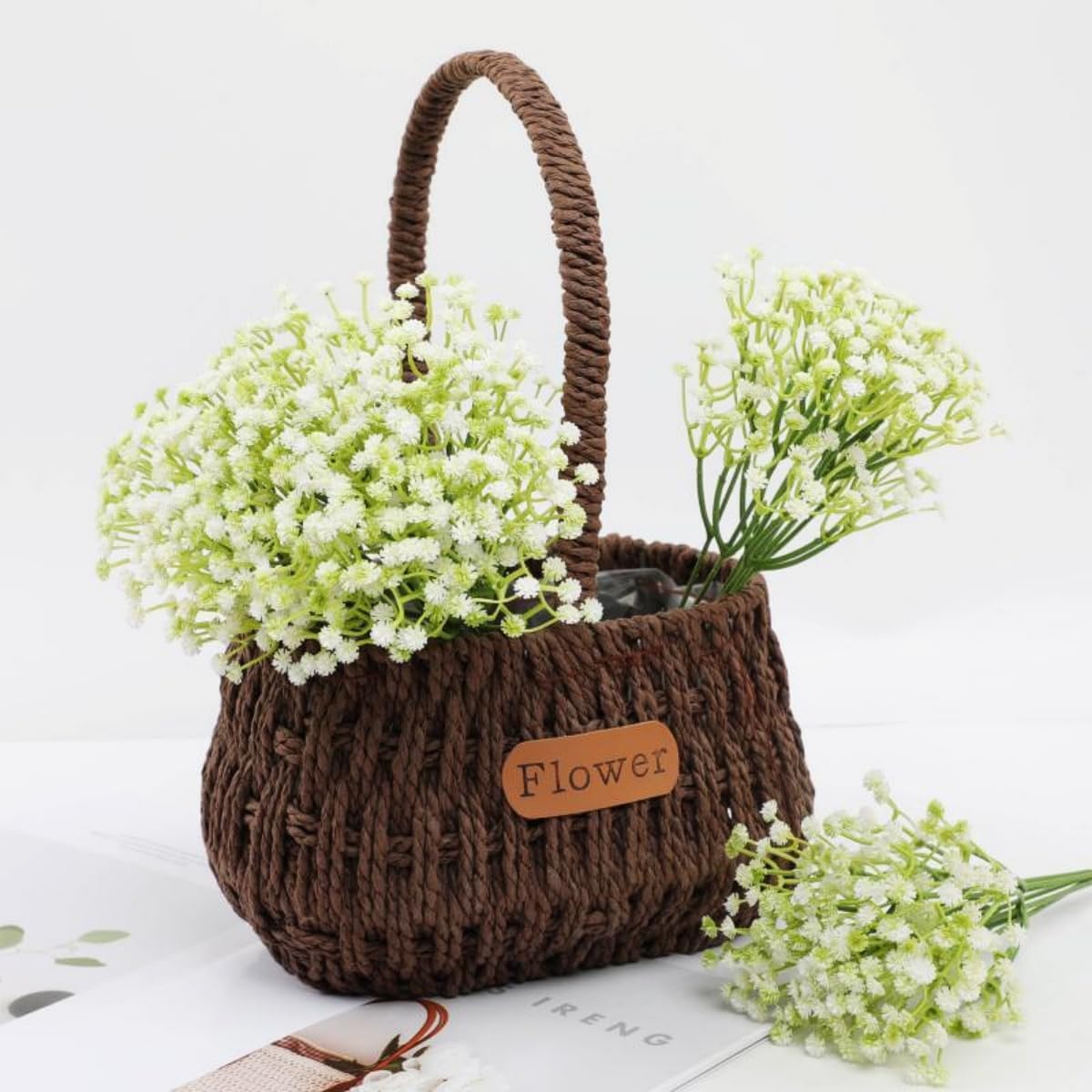 120 PCS Babys Breath Artificial Flowers,Artificial Baby Breath Gypsophila Flowers Bulk,White Flowers Real Touch Gypsophila Floral in Bulk,Home Wedding Garden Decor (120-Pcs)