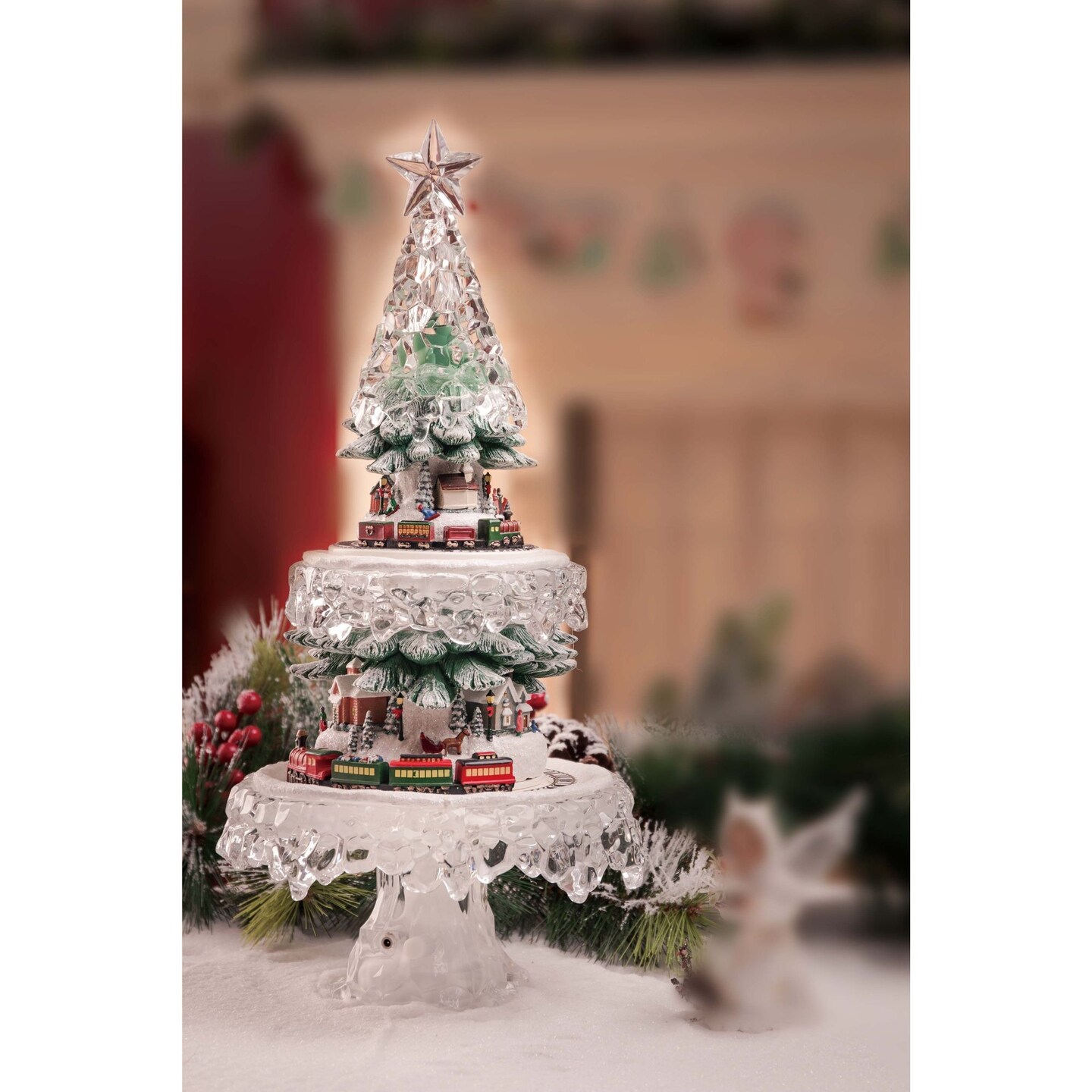 Icy Giftware LED Lighted Animated Christmas Tree Village with Revolving ...