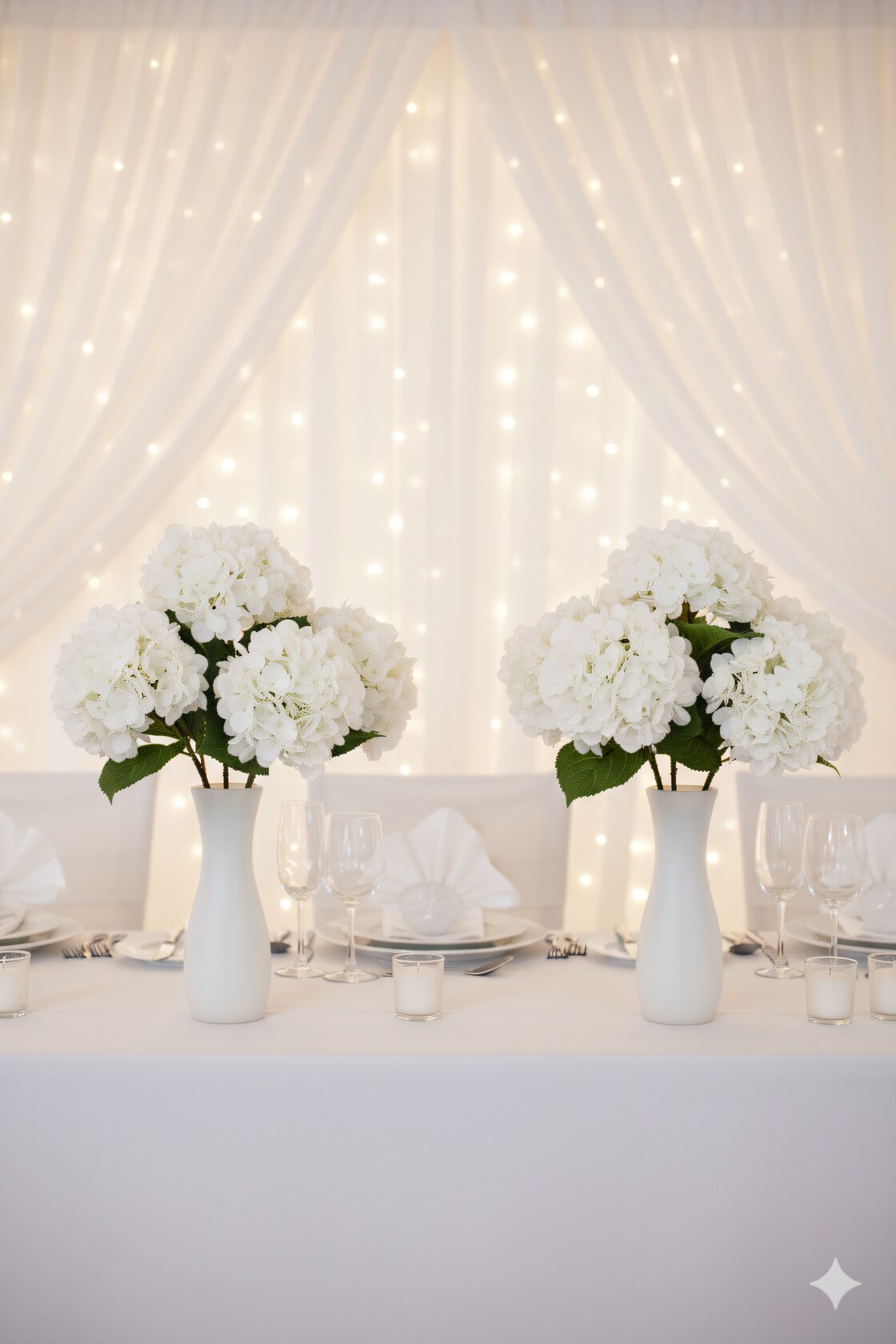 17.75" Artificial Hydrangea Stem with 8" White Bloom – Realistic Faux Flower for Home, Wedding, and Event Décor