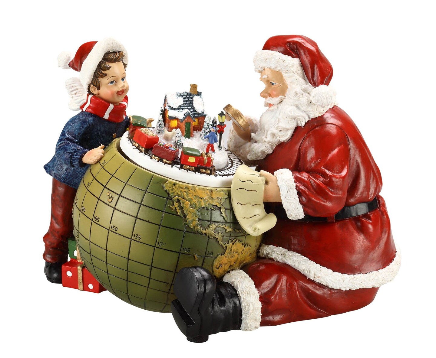 CC Christmas Decor Santa Kid and Earth Theme Musical LED Lighted Table Pieces - 5.5" - Set of 2