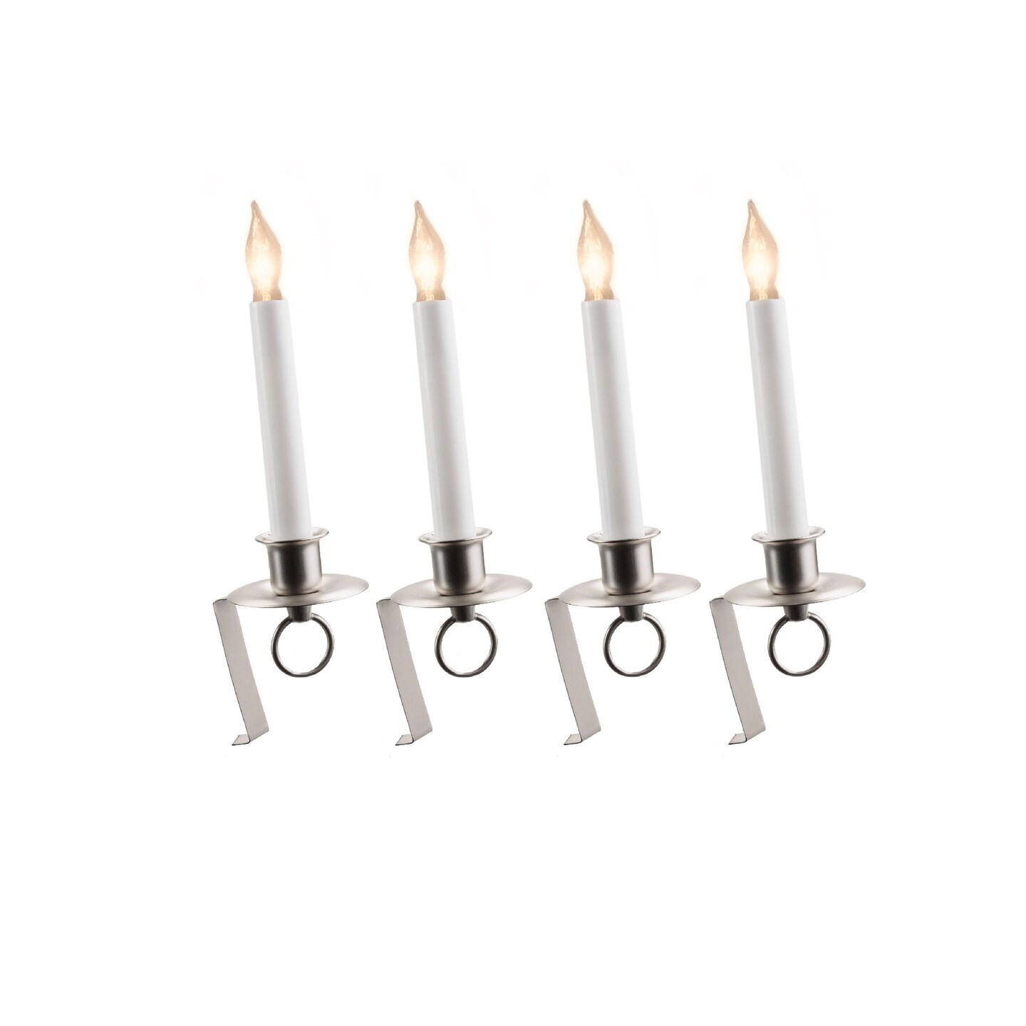Contemporary Home Living LED Window Candles with Pewter Wall Brackets - 12" - Set of 4