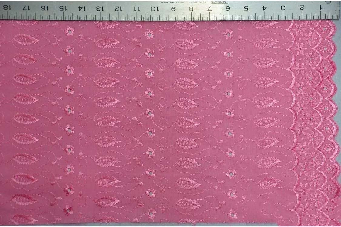 Polyester Cotton Eyelet Embroidery Fabric Double Sided Scallop Border Soft Lightweight 45 Inch Wide