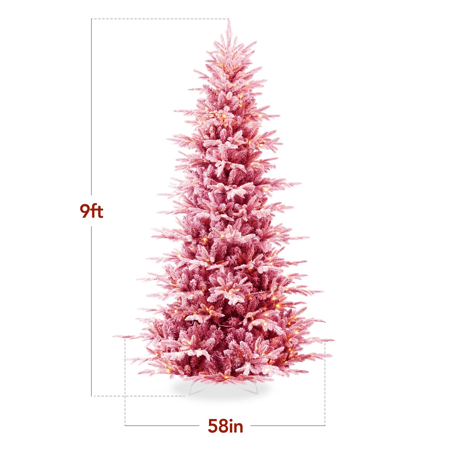 Best Choice Products Pre-Lit Flocked Artificial Aspen Noble Fir Christmas Tree w/ Branch Tips, LED Lights - Pink