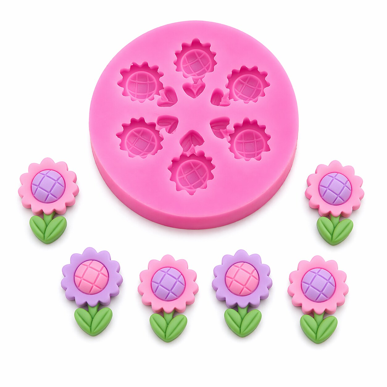 Mini Sunflower Silicone Mold – 6 Cavity Flower Mold for Fondant, Chocolate, Resin & Cake Decorating