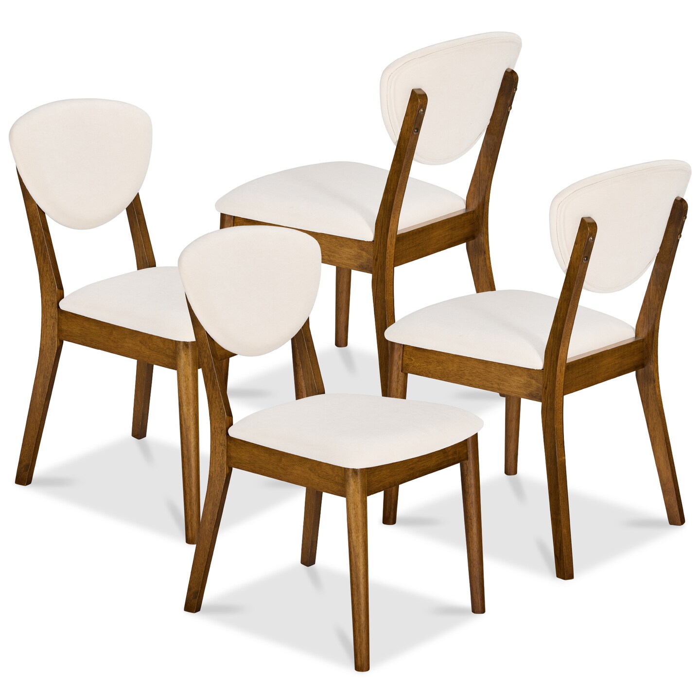 Best Choice Products Set of 4 Wooden Dining Chairs, Wood Modern Farmhouse Upholstered Chairs