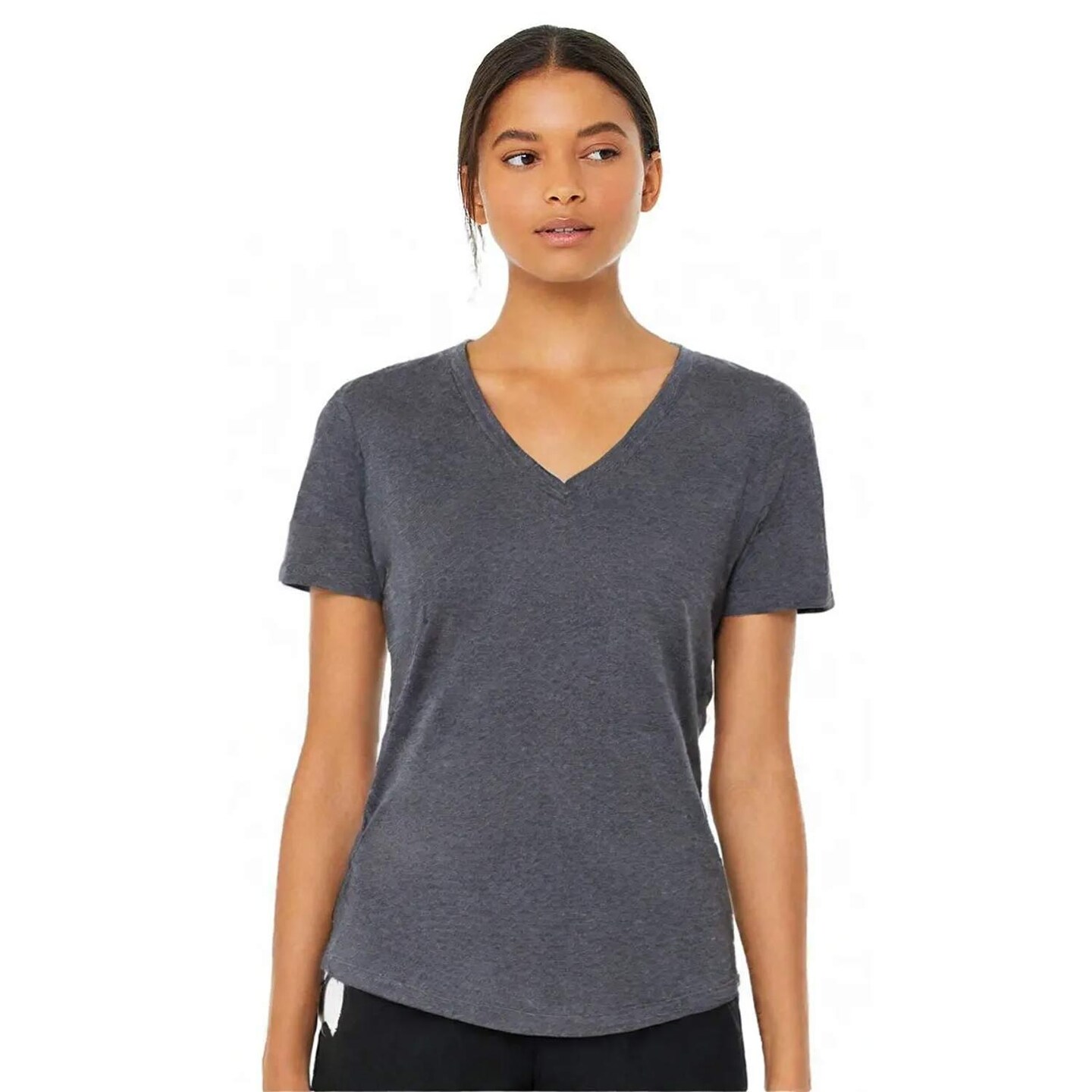 BELLA + CANVAS Women’s CVC V-Neck Short Sleeve T-Shirt Lightweight Soft Tee for Everyday Wear