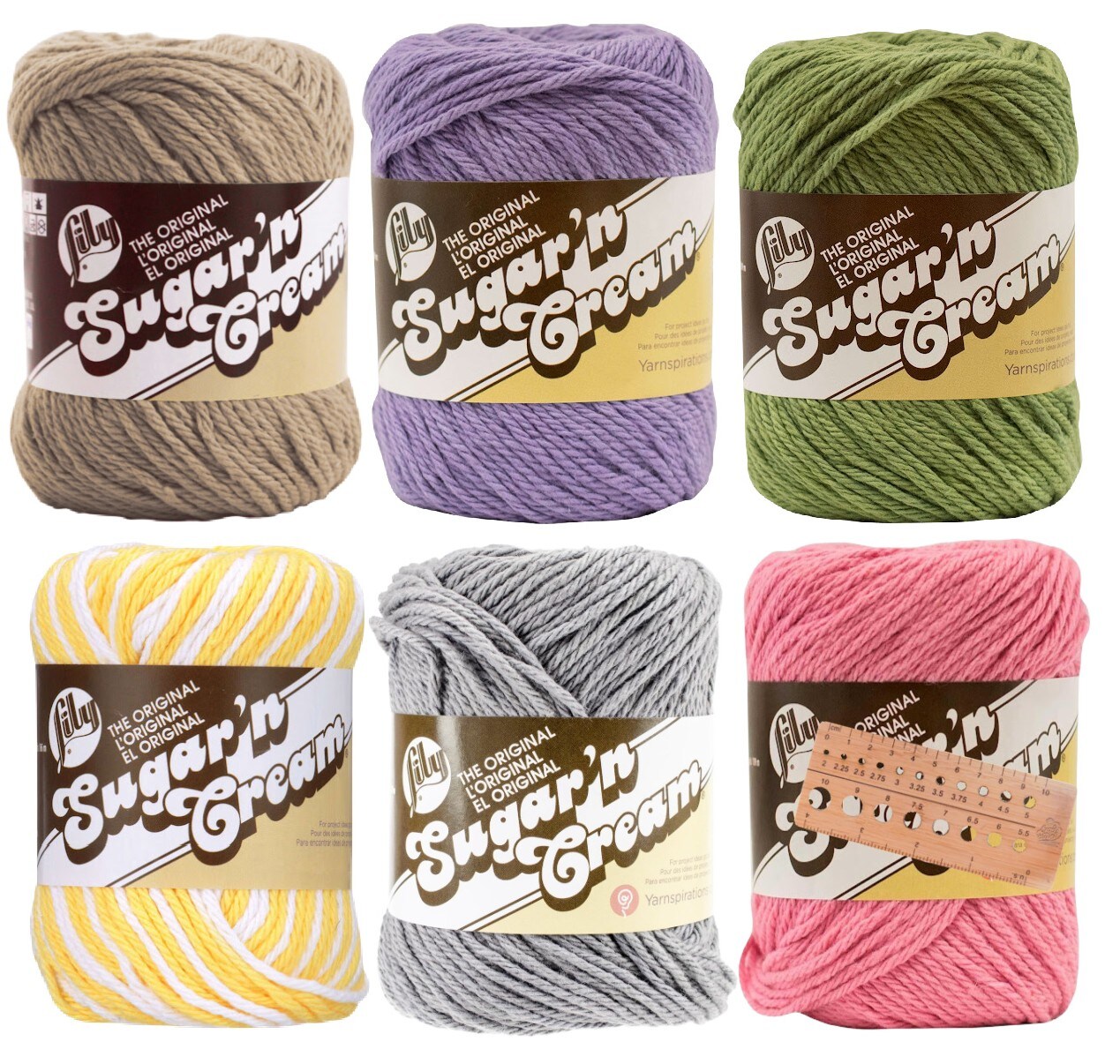 Lily Sugar 'n Cream Yarn - 100% Cotton - Assortment (Cottage Bloom)