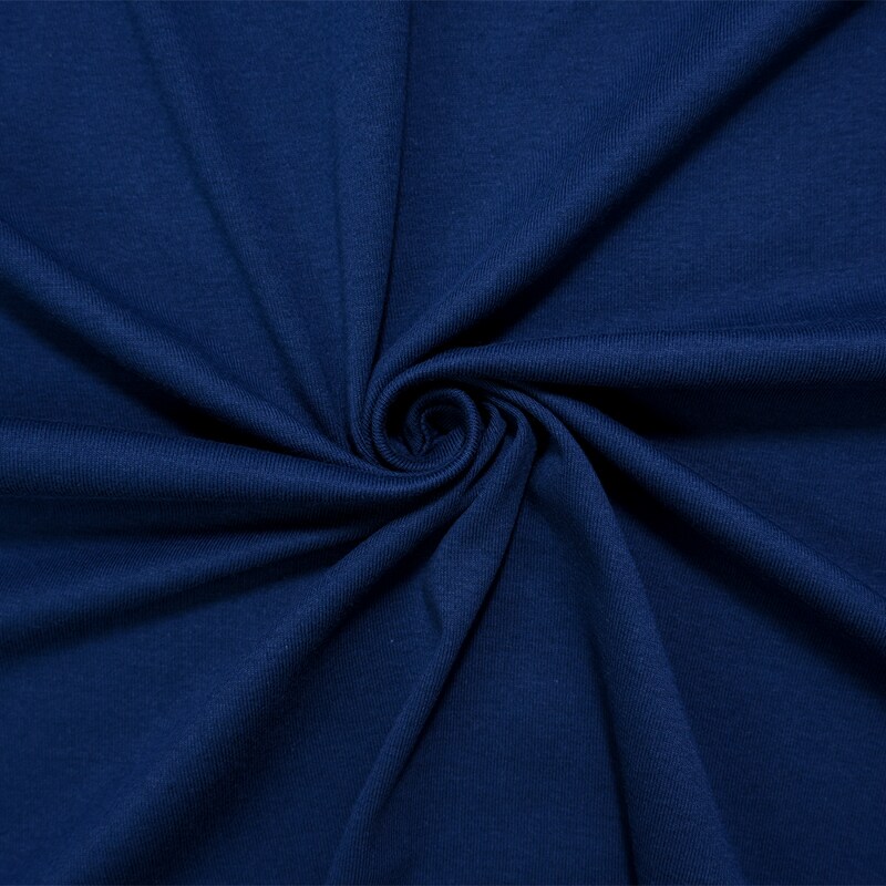 Navy Blue Organic Cotton Solid 1X1 Rib Knit Fabric By the Yard