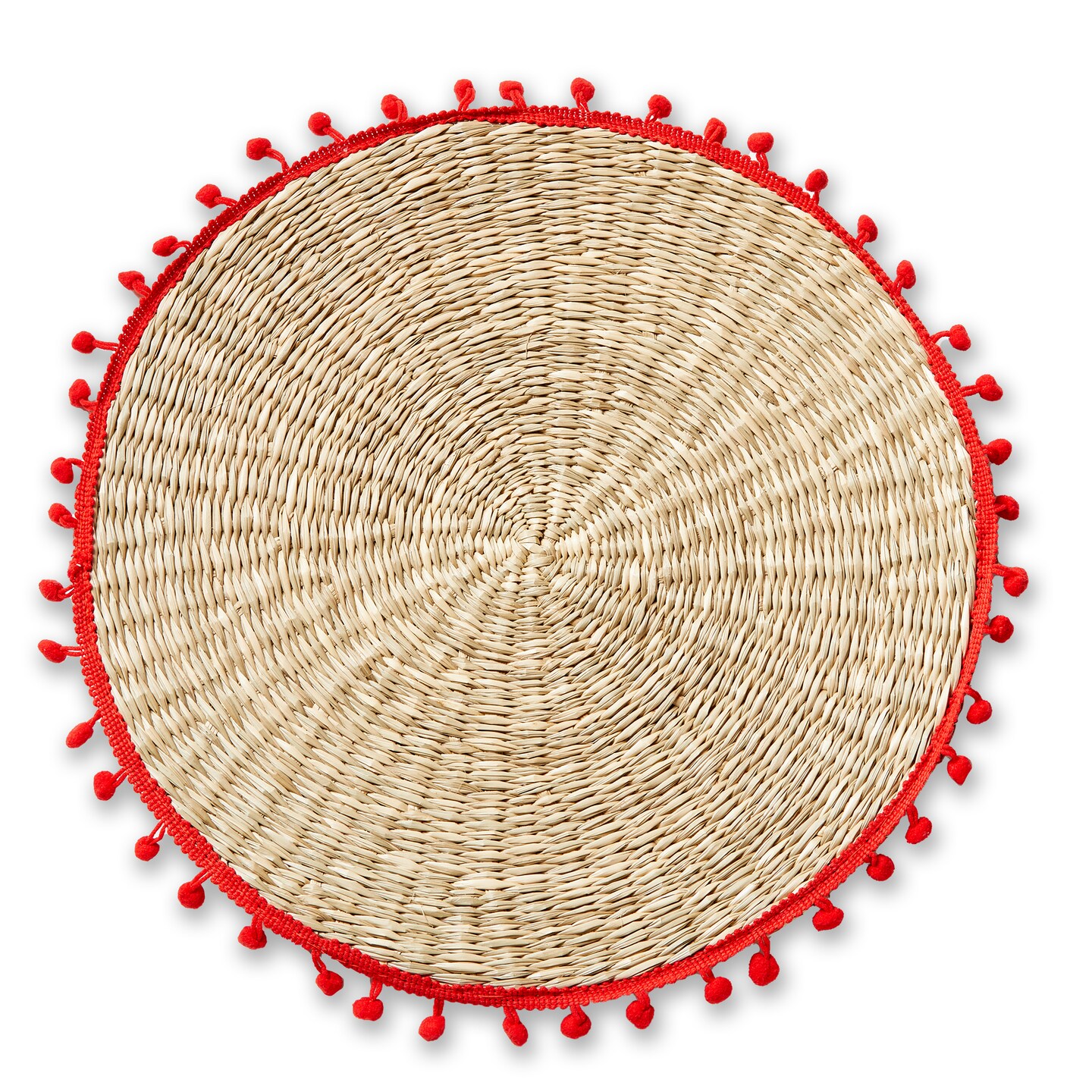 Red Multi Pompom Placemat Set of 4 Everyday Use Spot Clean 13x13 inches Perfect for Dining Table Decor