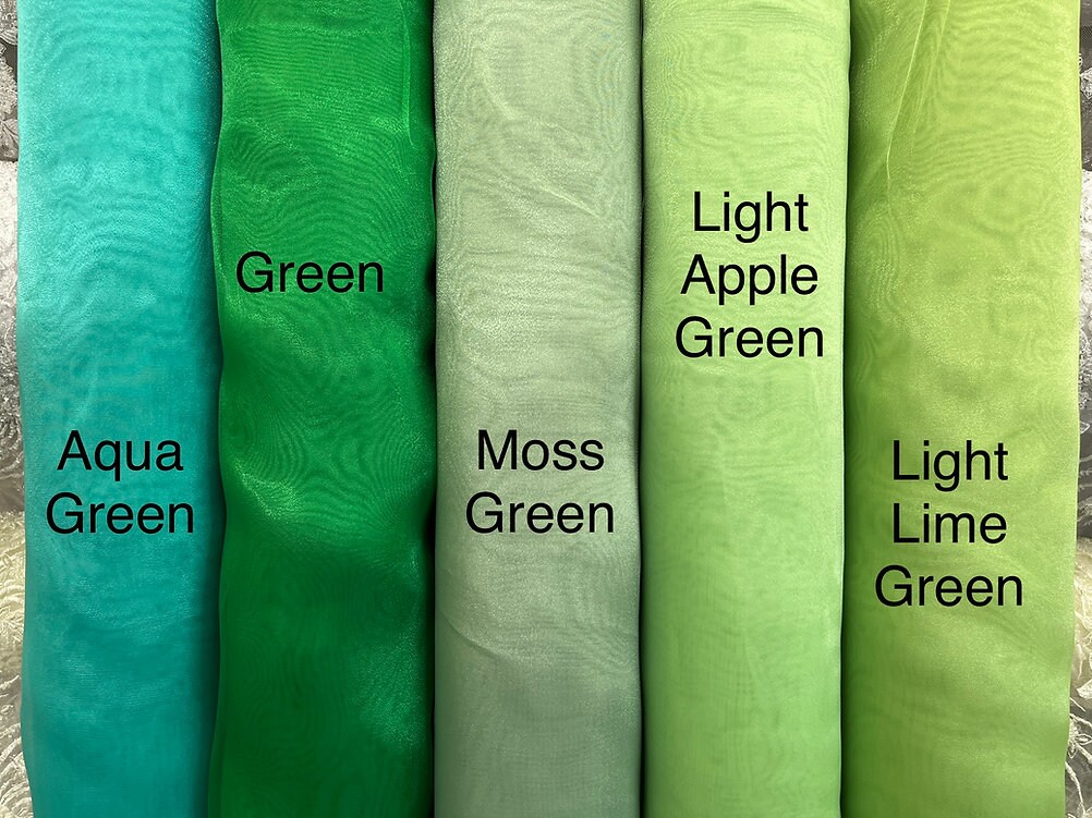 1 Yard Moss Green Sheer Crystal Organza Fabric for Crafts and Decorations Width 58/59 inches