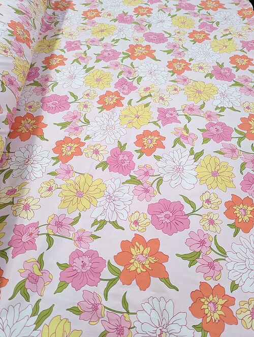 1 Yard Multicolor Blooming Garden Cotton Fabric Floral Stretch Print, 44/45&#x2033; Wide for Sewing &#x26; Crafts