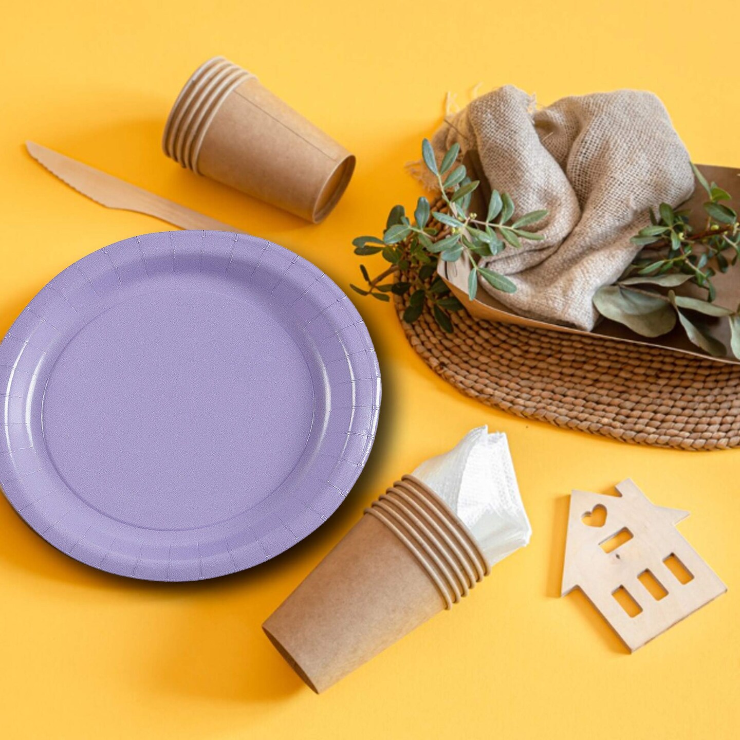 24 Count Lavender Paper Plates 7 Inch Round Disposable Dessert Plates for Events