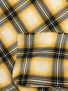 1 Yard Yellow Plaid Poly Poplin Fabric 58/59&#x22; Wide