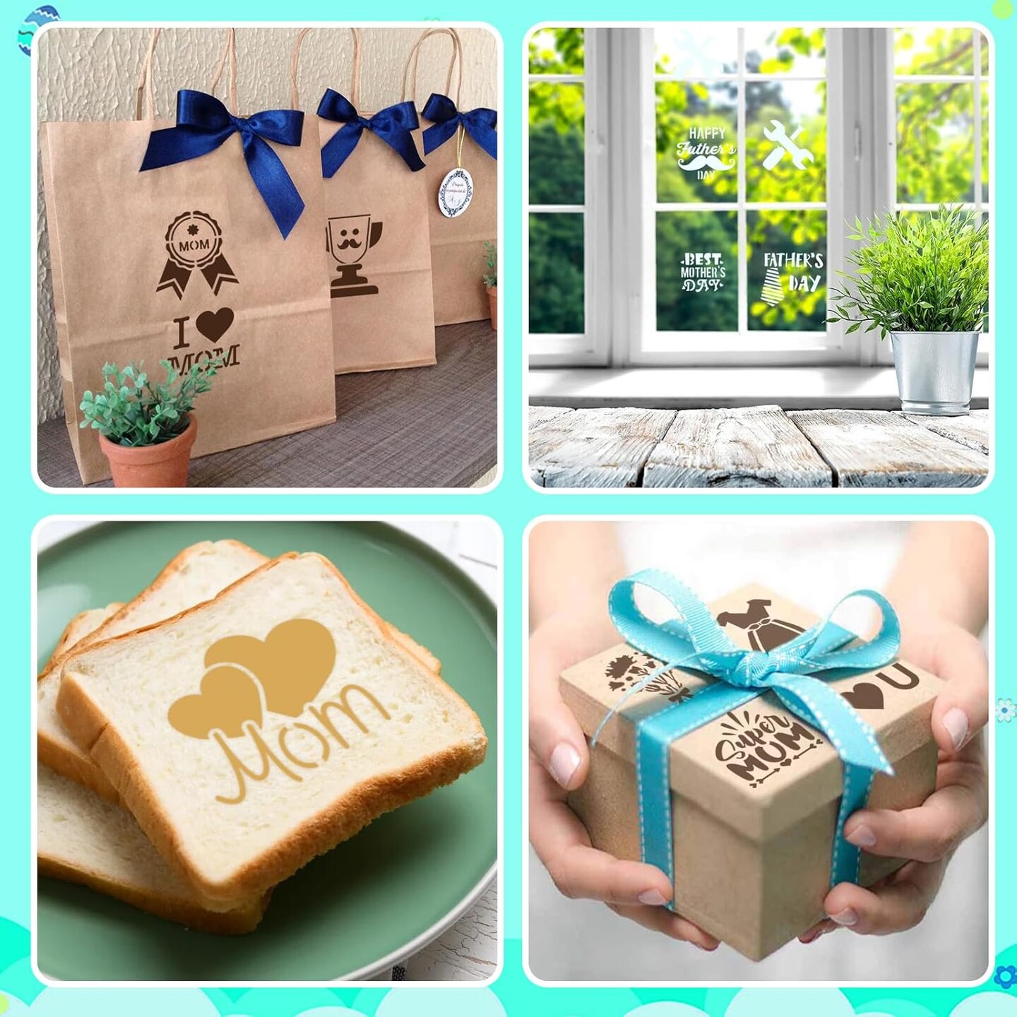 36-Piece Reusable Cookie & Cake Stencil Set – DIY Templates for Mother’s Day, Father’s Day, Birthday, Wedding, and Party Desserts, Royal Icing & Coffee Decorations