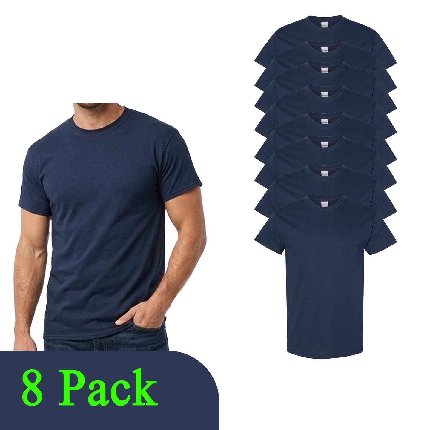 Gildan Heavy Cotton Navy Craft Blank T-Shirt Bundle for DIY Printing & HTV Projects (2–14 Pack)