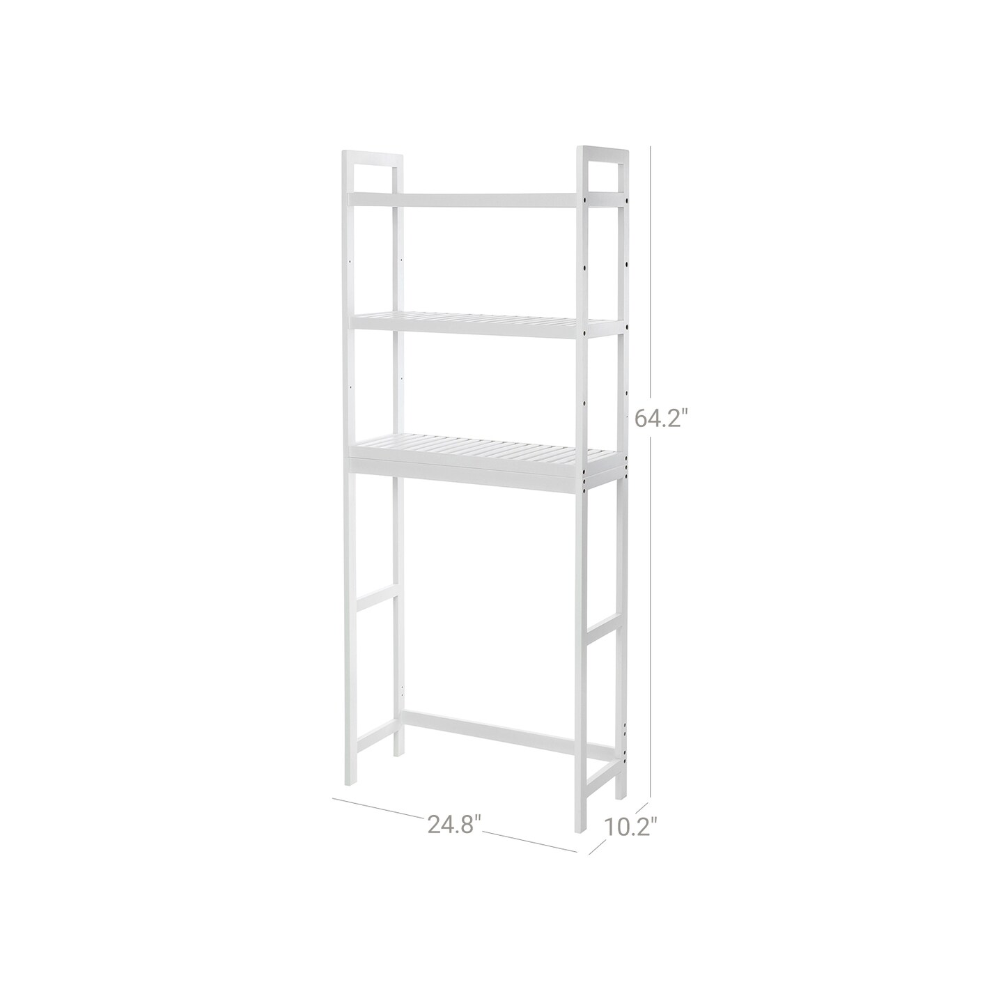 Bathroom Over Toilet Storage Rack 3 Tier Bamboo Organizer with Adjustable Shelf, Hooks and Tissue Holder for Efficient Bathroom Storage