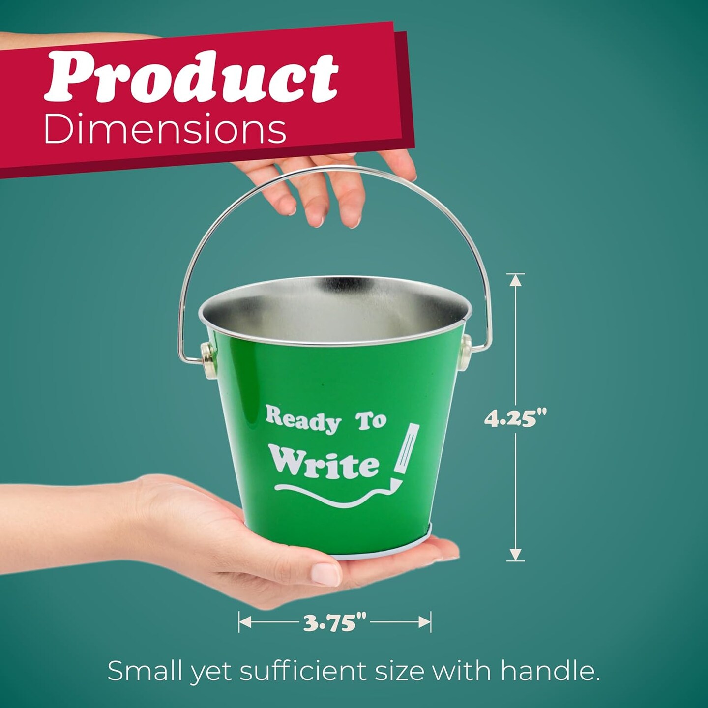 4E's Novelty Sharp and Dull Pencil Buckets - Set of 2 Metal Tin Pails, Back to School Teachers Classroom Management Organization Supplies