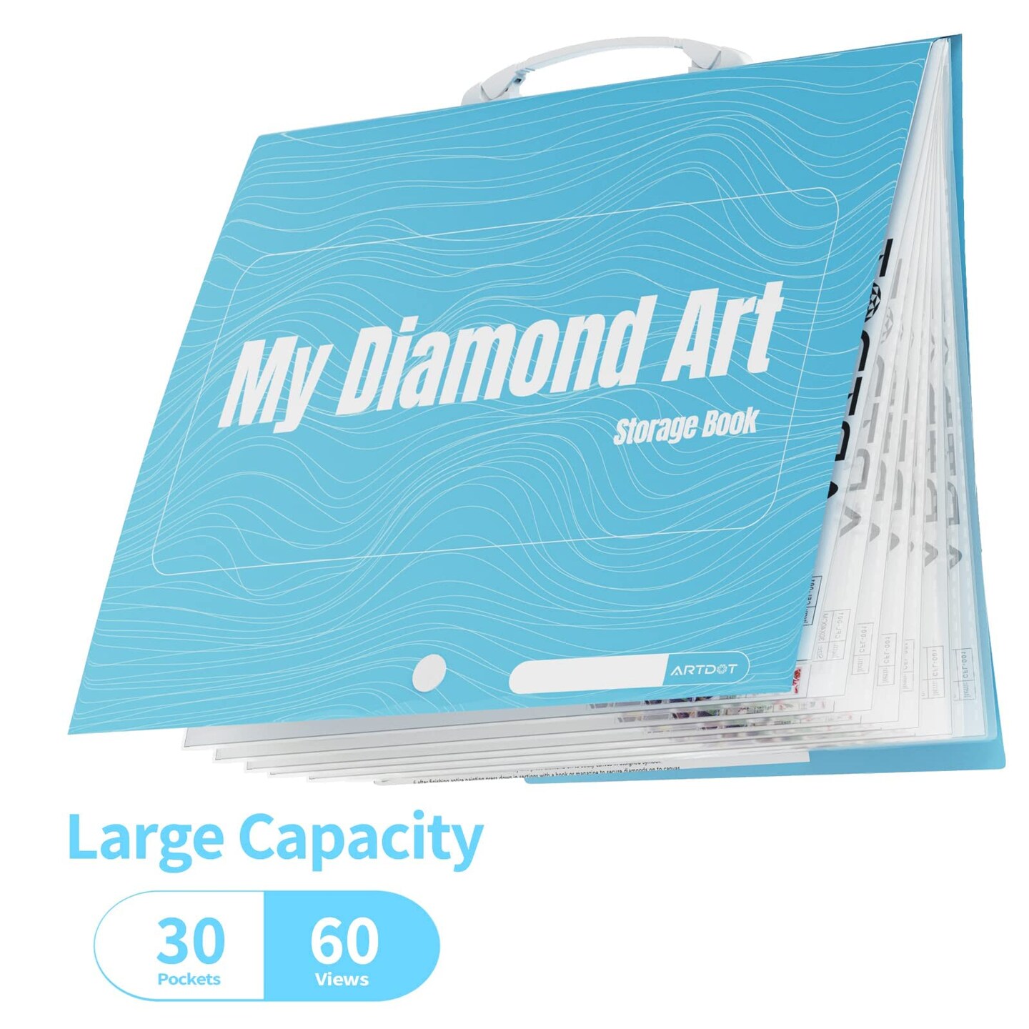 A3 Storage Book for Diamond Art Kits, Portfolio Folder for Diamond Painting Accessories with 30 Pocket Slevees Protectors (16.9x12.4inches)