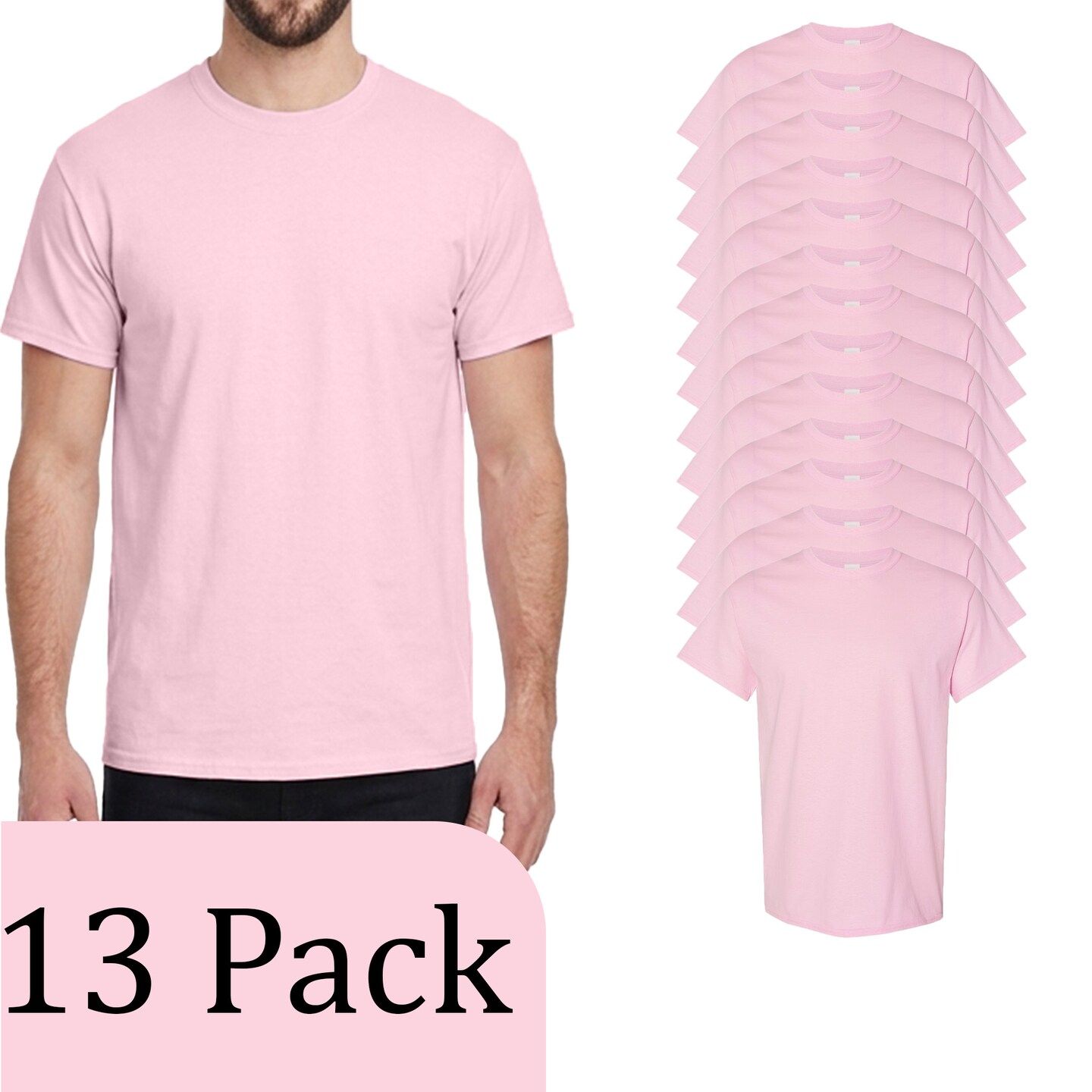 Gildan Vinyl & Fabric T-Shirt - Gildan, Heavy Cotton Short Sleeve Light Pink Tee
