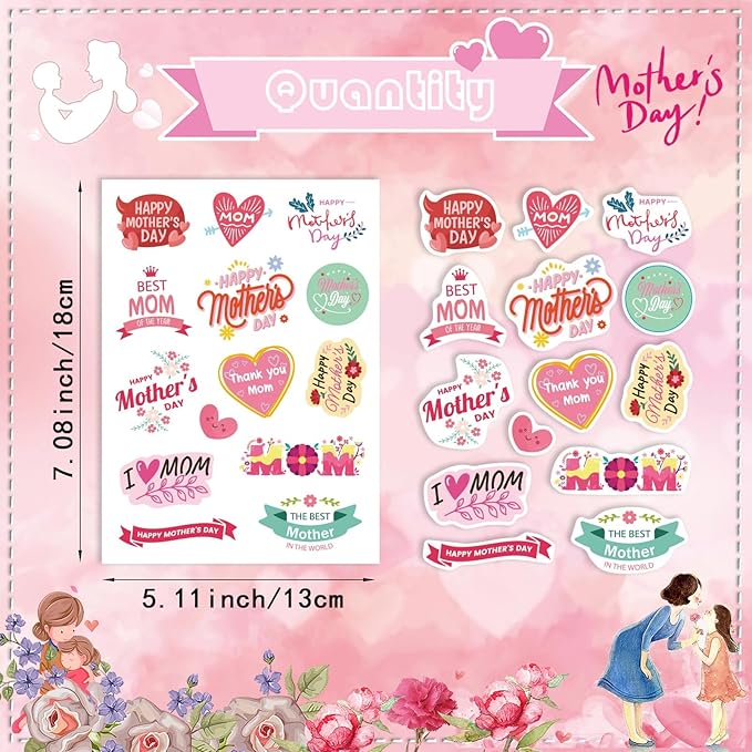 321PCS Happy Mother’s Day Stickers – Mom Stickers, Gift Labels & Cards for Mother’s Day Crafts and Party Favors