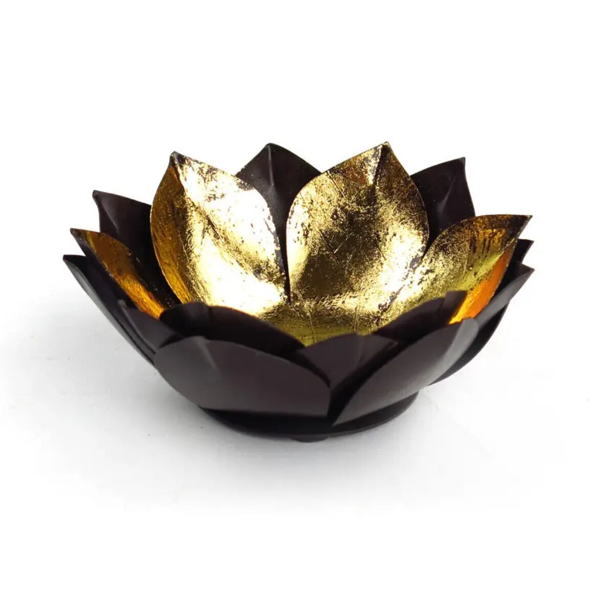 Gold Lotus Candle Bowl Large Metal Candle Holder Decorative Centerpiece