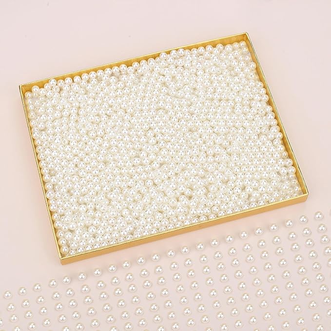 Pearl Beads for Crafts Fake Pearls with Holes 6mm White Beads for Bracelets Plastic Beads 500PCS
