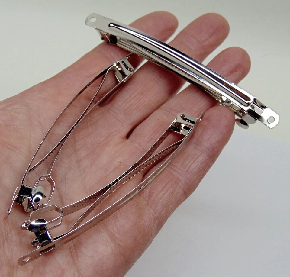 Silver Metal Hair Barrettes – 12 Pack Blank Snap Clips for DIY Hair Bows, Crafts & Accessories