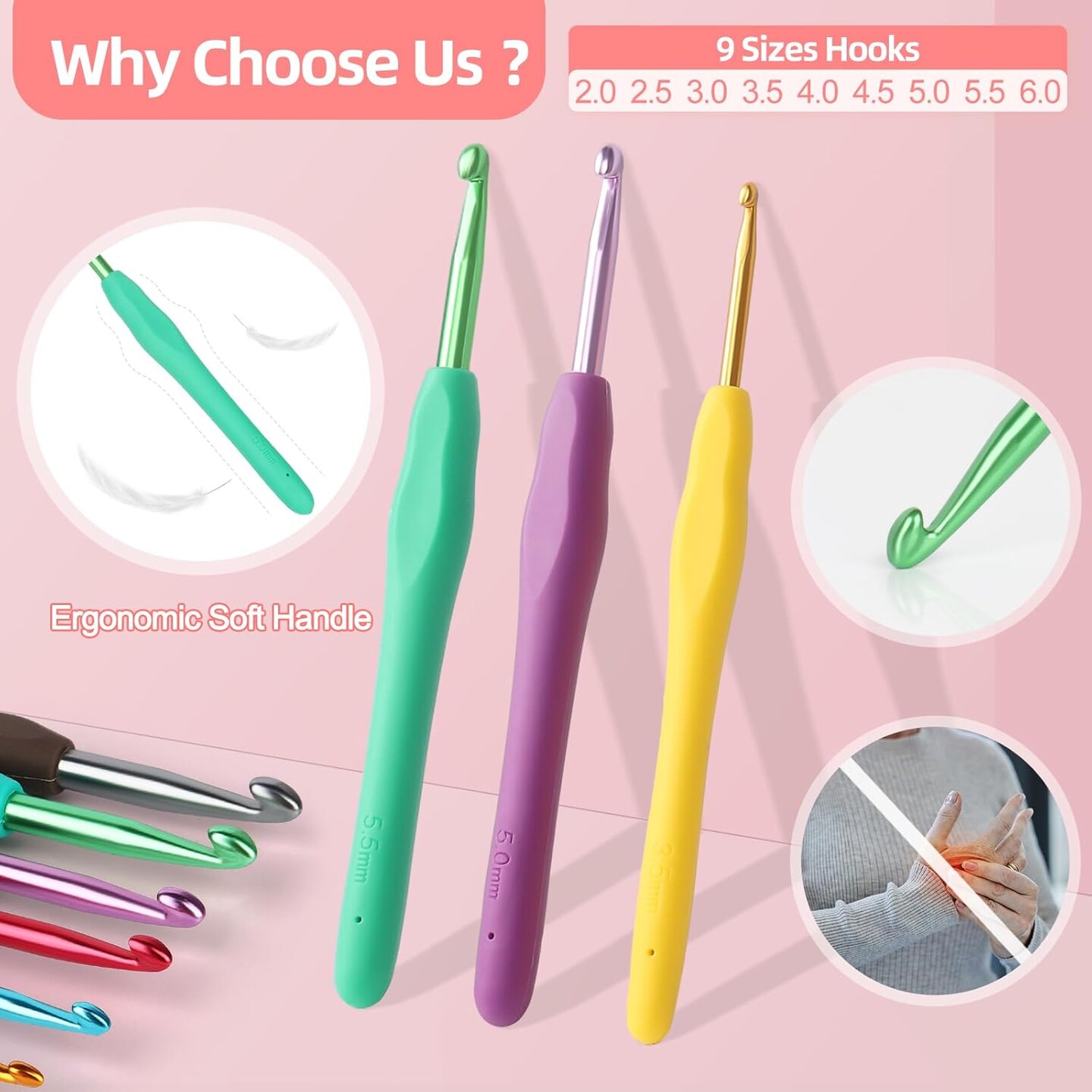 Beginner Crochet Kit for Adults & Kids – 382 Yards Cotton Yarn, Hooks, Safety Eyes & Accessories, DIY Crochet Animal Kit with Tutorials and Portable Storage Bag