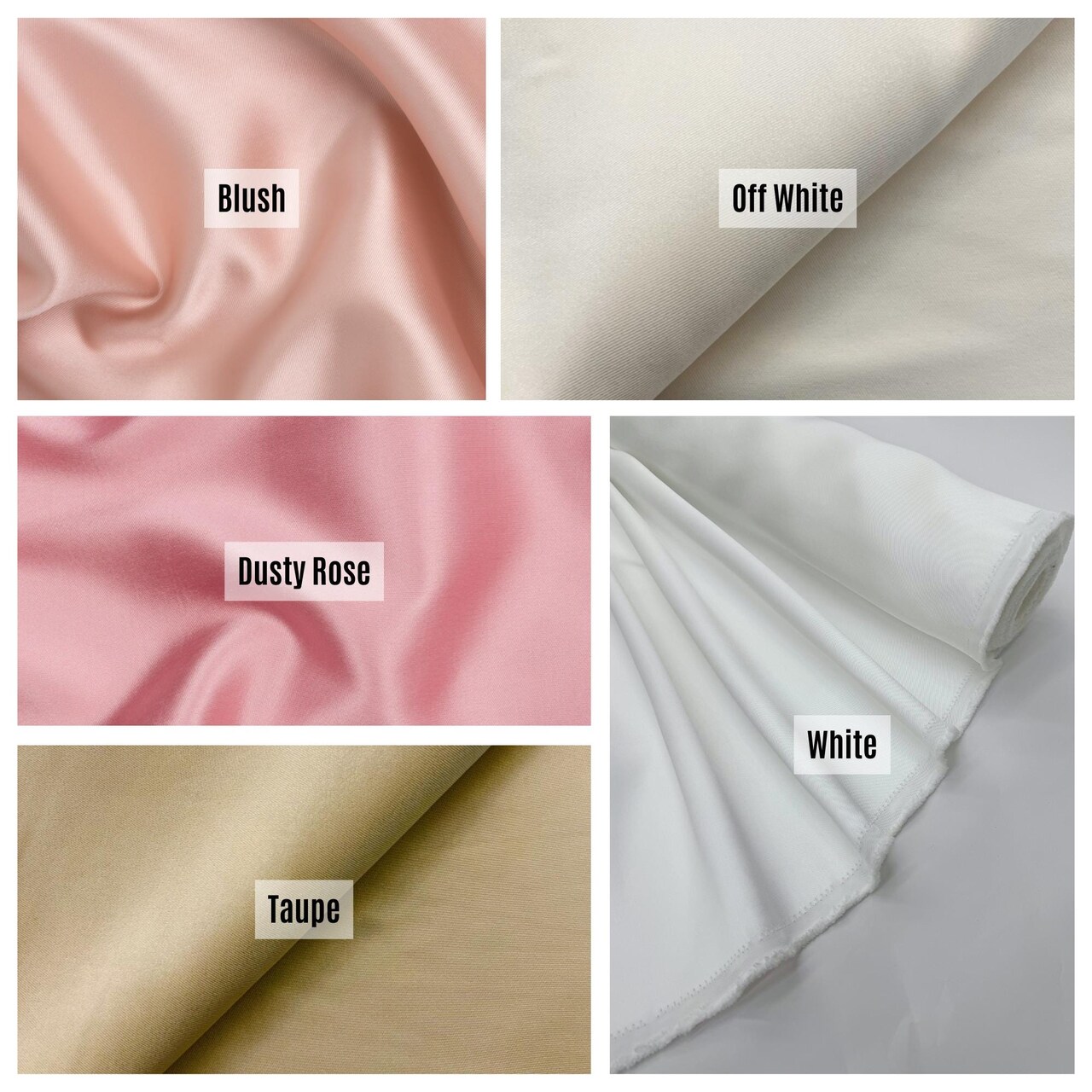 Mikado Satin Fabric by the Yard, 60" Wide Heavyweight Structured Satin for Bridal Gowns, Prom Dresses