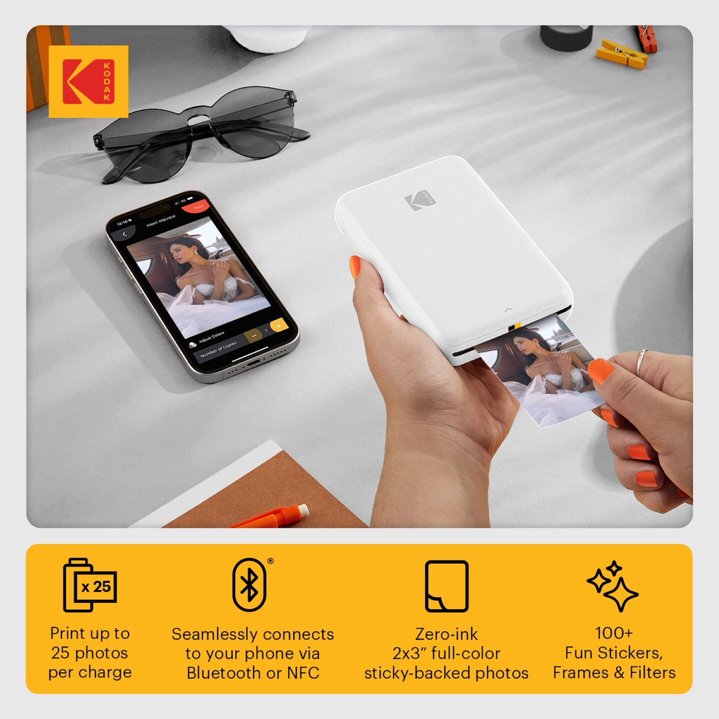 Kodak Step Mobile Instant Photo Printer, Portable Printer Compatible with iOS & Android
