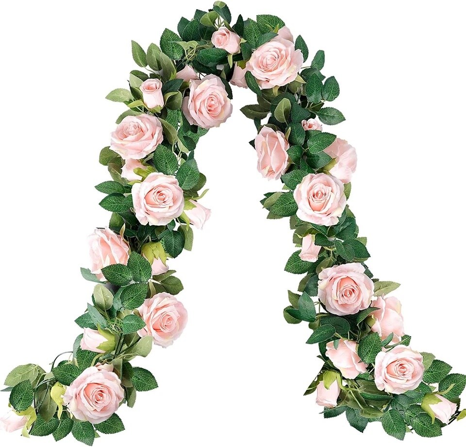 7.5 Ft Artificial Rose Vine Garland, Hanging Ivy Flowers for Wedding, Wall & Home Decor