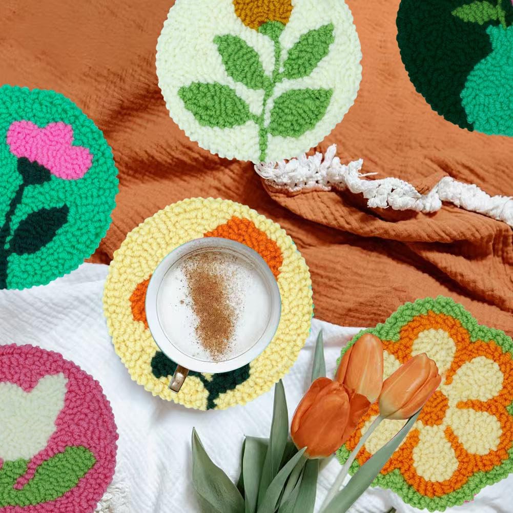 Punch Needle Kit for Beginners & Adults – Easy DIY Embroidery Set with Hoop, Yarn, Threader, and Fabric – Fun Rug & Tufting Craft Kit