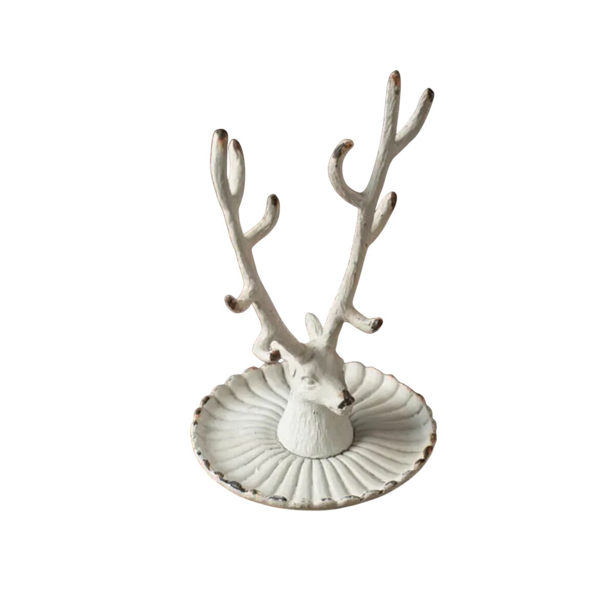 Deer Head Jewelry Holder Antler Ring Necklace Organizer Tray Vanity Decor
