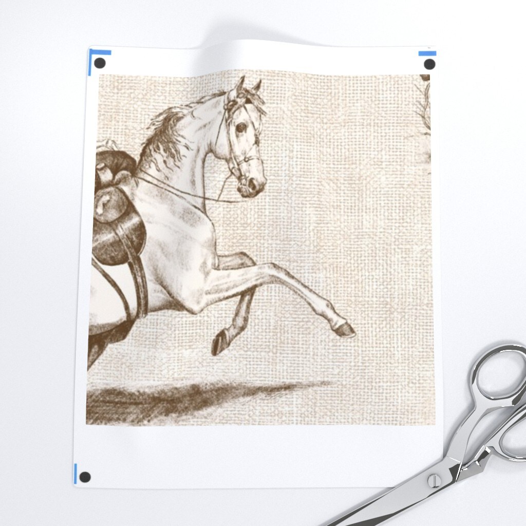 Traditional British Countryside Classic Sepia Horses Fox Hunt Equestrian Toile Vintage Horseback Riding Dogs Side Saddle Autumn Outdoor Sports Custom Printed Fabric by Spoonflower Various Fabrics by the Yard or Fat Quarter