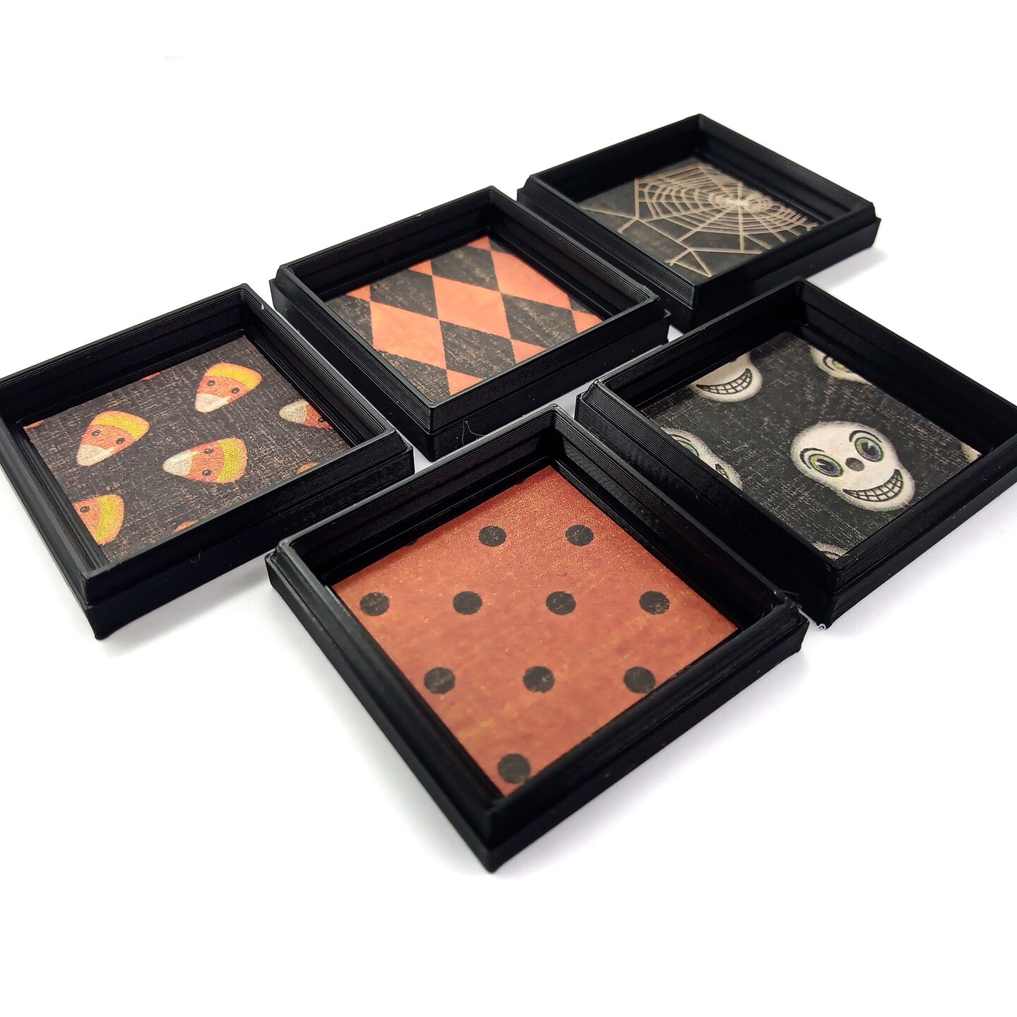 Halloween Miniature Art for Dollhouse, 1:12 scale Framed Prints, 5 pcs, Adorabilities