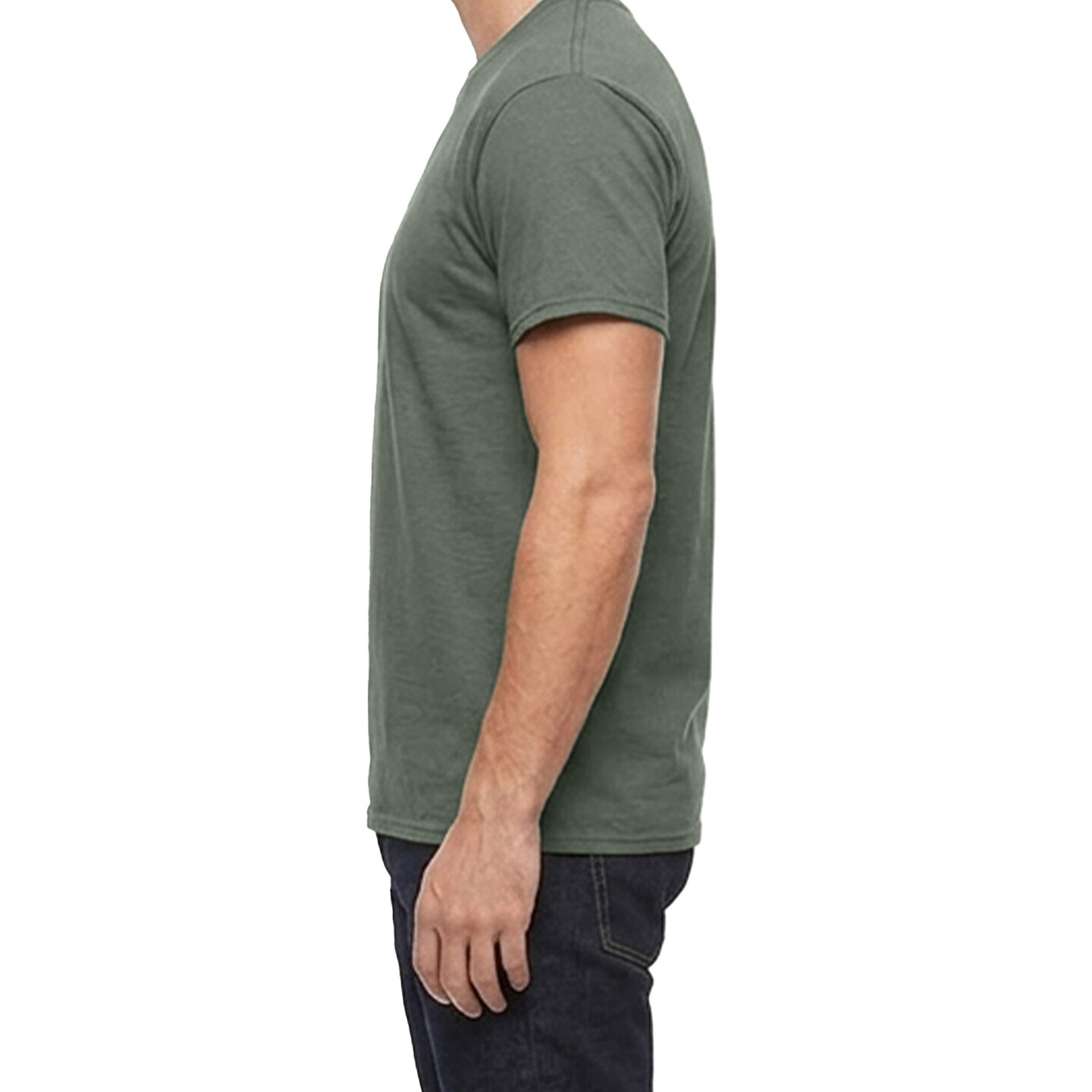 Gildan Unisex Crewneck T-Shirt Blanks for Crafting, Heather Military Green Plain Short Sleeve