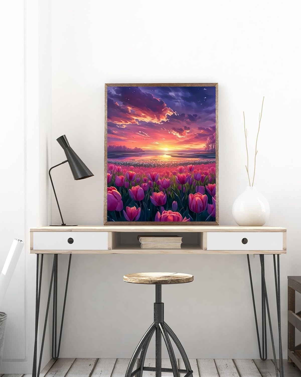 11.8"x15.7" 5D Tulip Flower Diamond Painting Kit for Adults – DIY Full Drill Gem Art, Beginner-Friendly Wall Decor & Craft